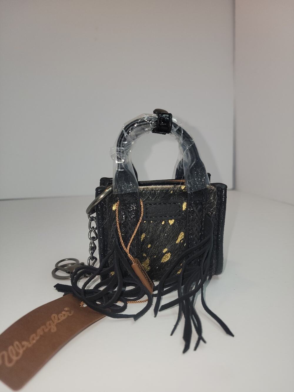 Wrangler Cowhide Mini Handbag Charm Black